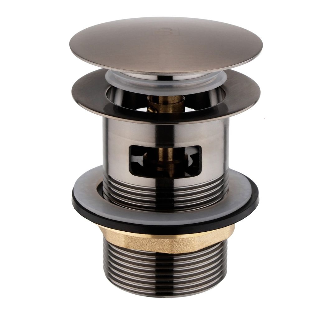 JTP Vos Brushed Black Slotted Click Clack Bath Waste Cut Out